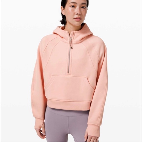 Lululemon Scuba Oversized 1/2 Zip Hoodie Sweatshirt Pink Mist Women XL XXL - Picture 2 of 8